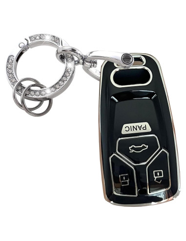 Cubierta de Llave Audi A3 A4 A5 A6 Q5 S4 S5 RS5 TPU Plata-Negro