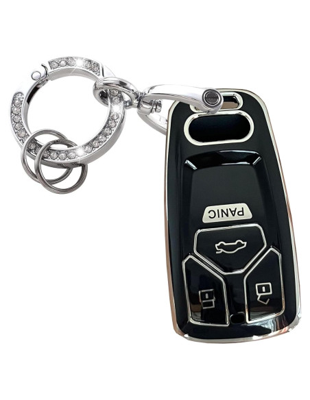 Cubierta de Llave Audi A3 A4 A5 A6 Q5 S4 S5 RS5 TPU Plata-Negro