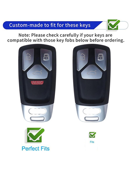 Cubierta de Llave Audi A3 A4 A5 A6 Q5 S4 S5 RS5 TPU Plata-Negro