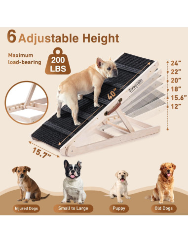 Rampa Plegable para Perros SweetBin - 6 Alturas Ajustables 30-60 cm