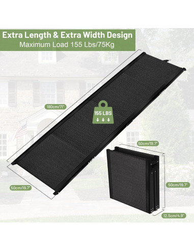 Rampa Plegable para Perros VOISTINO 160x44 cm Aluminio 70 kg