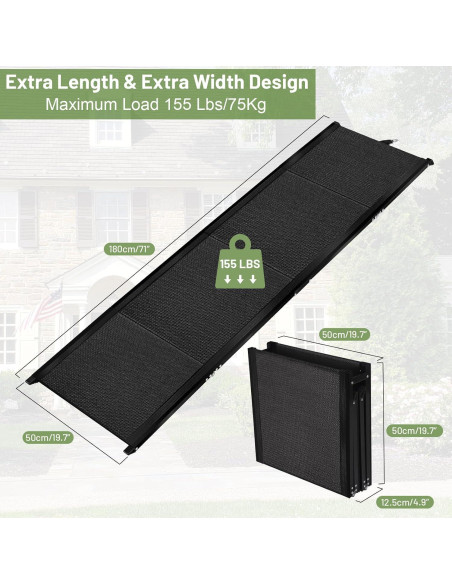 Rampa Plegable para Perros VOISTINO 160x44 cm Aluminio 70 kg