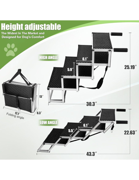Escaleras Plegables para Perros 9TH SHOP - Antideslizantes 4 Escalones