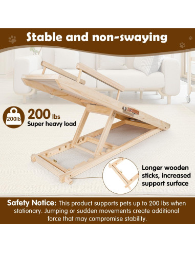 Rampa para Perros de Madera Xi Bei 111.76 cm Antideslizante