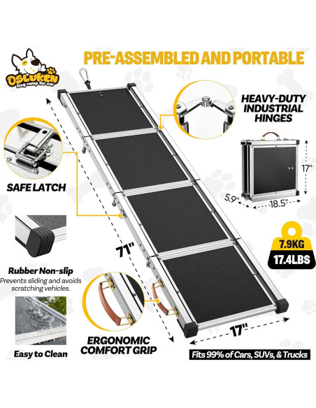 Rampa Plegable para Perros Tsukiko 180 cm Antideslizante 150 kg