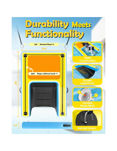 Rampa Inflable para Perros FurryPlanet XXL 108.86 kg Antideslizante Rampa Inflable para Perros FurryPlanet XXL 108.86 kg Antideslizante