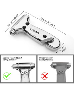 Rompevidrios de Emergencia Yiader AQCDsilver con Cortador 2