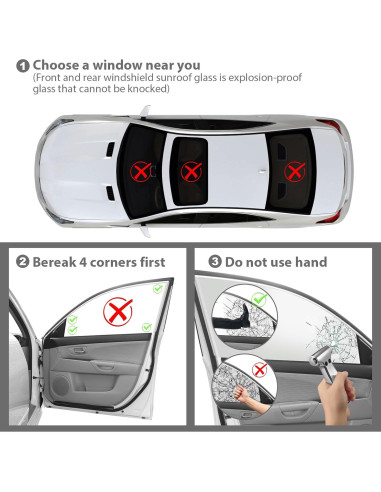 Rompevidrios de Emergencia Yiader AQCDsilver con Cortador