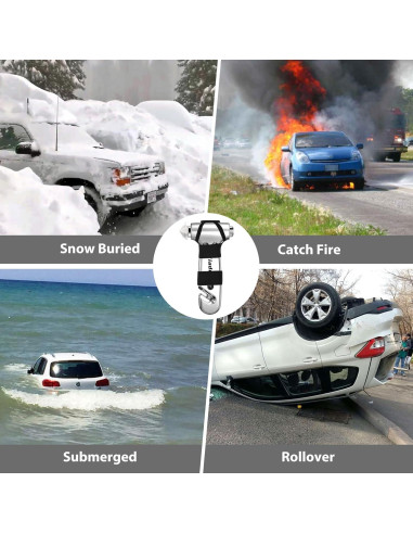 Rompevidrios de Emergencia Yiader AQCDsilver con Cortador