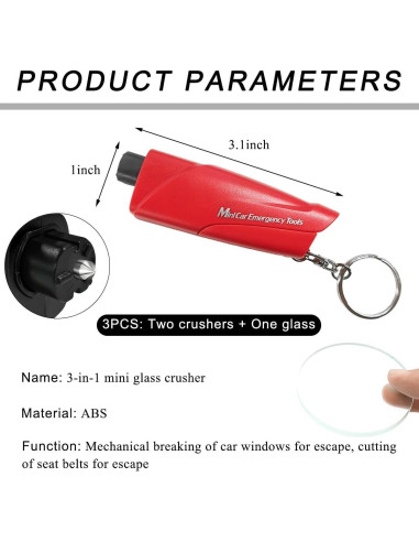 Cortador de cinturón de seguridad KVAEY y rompeventanas 3 en 1