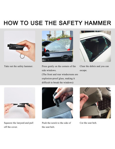Cortador de cinturón de seguridad KVAEY y rompeventanas 3 en 1