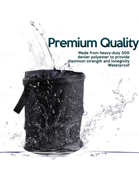 Basurero Portátil ZONETECH Plegable a Prueba de Fugas - Negro