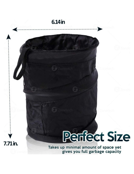 Basurero Portátil ZONETECH Plegable a Prueba de Fugas - Negro