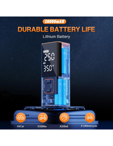 Compresor de Aire Portátil Botmax S9 160 PSI con Luz LED