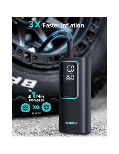 Compresor de Aire Portátil EBOSSOM I7 Pro 150 PSI Batería 6000mAh