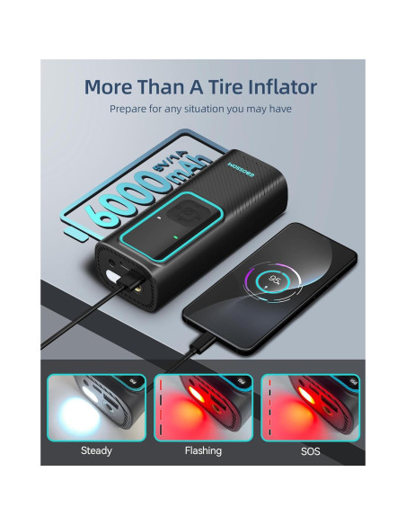 Compresor de Aire Portátil EBOSSOM I7 Pro 150 PSI Batería 6000mAh