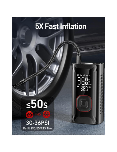 Compresor de Aire Portátil HIPOM AJ-007 150 PSI Batería 10000 mAh