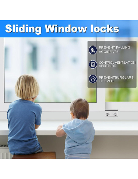 Cerraduras de Ventana Deslizante HYIEOU - 10 Juegos Plata Cerraduras de Ventana Deslizante HYIEOU - 10 Juegos Plata