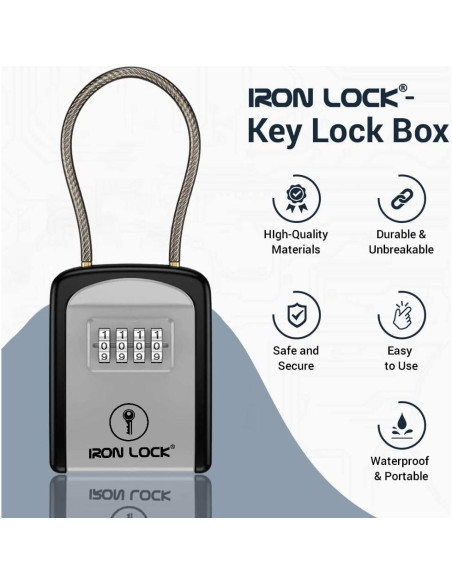 Caja de Llave Portátil Iron Lock con Grillete Removible 4 Dígitos