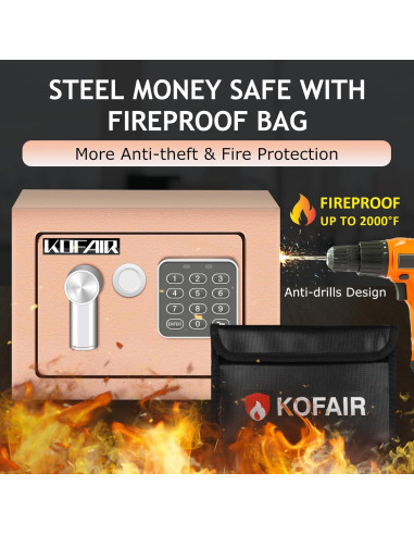 Caja Fuerte Digital KOFAIR 0.23 Pies Ignífuga con Luz