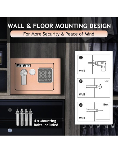 Caja Fuerte Digital KOFAIR 0.23 Pies Ignífuga con Luz