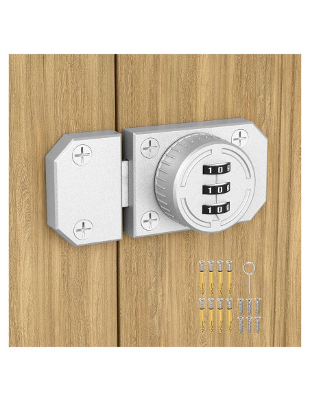 Cerradura de Gabinete YogePote 3 Dígitos Mecánica Plata Cerradura de Gabinete YogePote 3 Dígitos Mecánica Plata