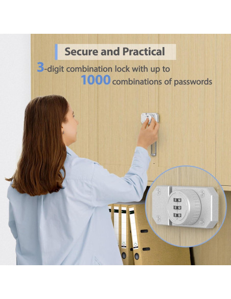 Cerradura de Gabinete YogePote 3 Dígitos Mecánica Plata Cerradura de Gabinete YogePote 3 Dígitos Mecánica Plata