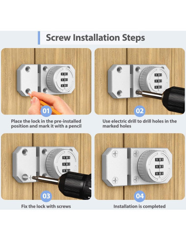 Cerradura de Gabinete YogePote 3 Dígitos Mecánica Plata