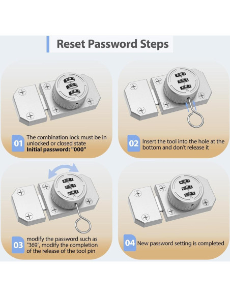 Cerradura de Gabinete YogePote 3 Dígitos Mecánica Plata Cerradura de Gabinete YogePote 3 Dígitos Mecánica Plata