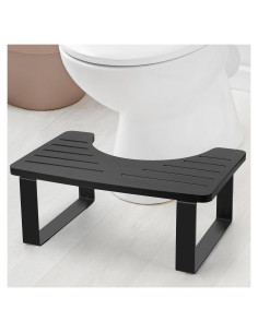 Taburete de Inodoro JOPSTDI de Bambú Antideslizante Negro