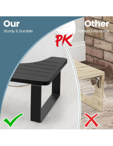 Taburete de Inodoro JOPSTDI de Bambú Antideslizante Negro