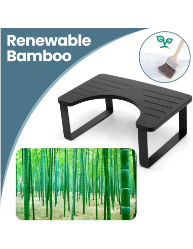 Taburete de Inodoro JOPSTDI de Bambú Antideslizante Negro