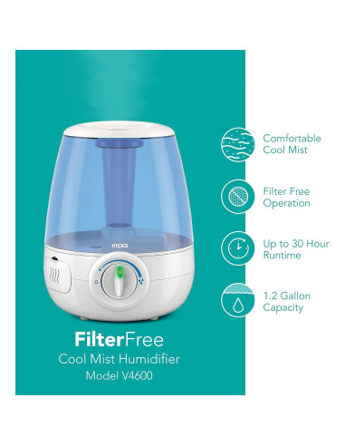 Humidificador ultrasónico Vicks 1.2 galones sin filtro