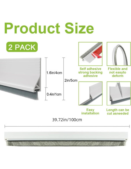 2 Tapones de Corriente para Puerta DINGLIAN, Blanco, 5.08 cm x 99 cm 2 Tapones de Corriente para Puerta DINGLIAN, Blanco, 5.08 cm x 99 cm