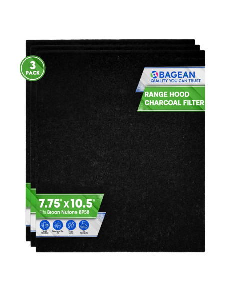 Filtro de Carbón Activado Bagean BP58 para Campana Extractora 7.75x10.5" - Paquete de 3