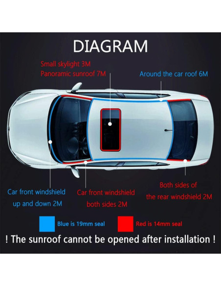 Sello de Techo Solar Aokdom 14mm x 7.01m Impermeable