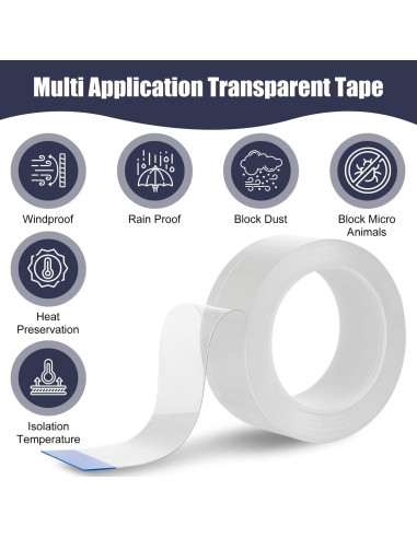 Cinta de Sellado Transparente ZMLTLMG 5cm x 10m para Ventanas