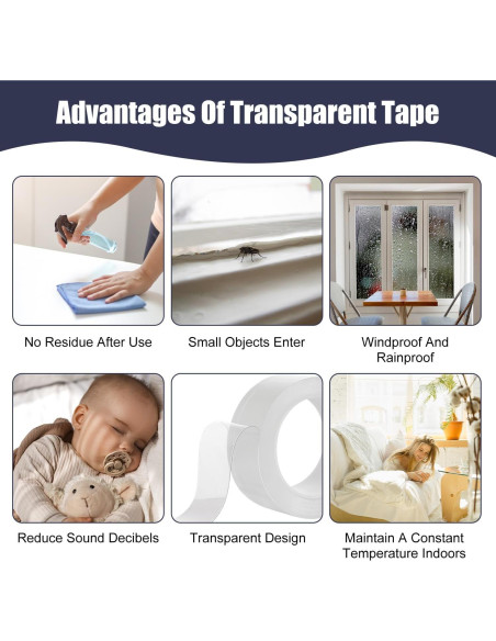 Cinta de Sellado Transparente ZMLTLMG 5cm x 10m para Ventanas Cinta de Sellado Transparente ZMLTLMG 5cm x 10m para Ventanas