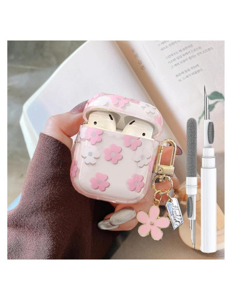 Funda clara floral para AirPods 1ra/2da gen Olytop - Rosa