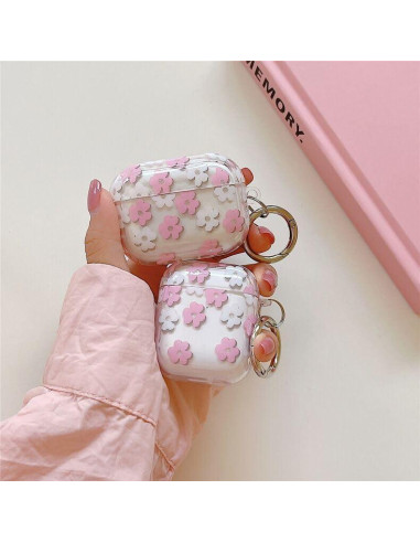 Funda clara floral para AirPods 1ra/2da gen Olytop - Rosa