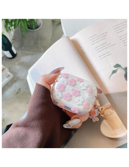 Funda clara floral para AirPods 1ra/2da gen Olytop - Rosa