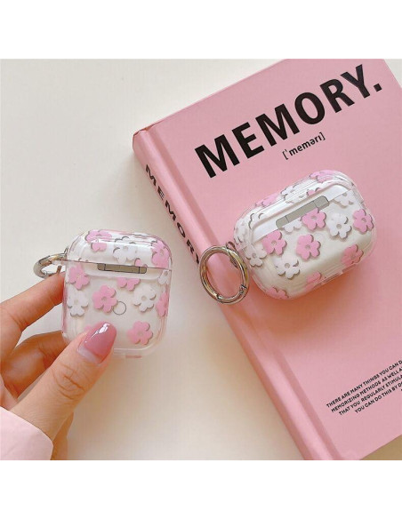 Funda clara floral para AirPods 1ra/2da gen Olytop - Rosa