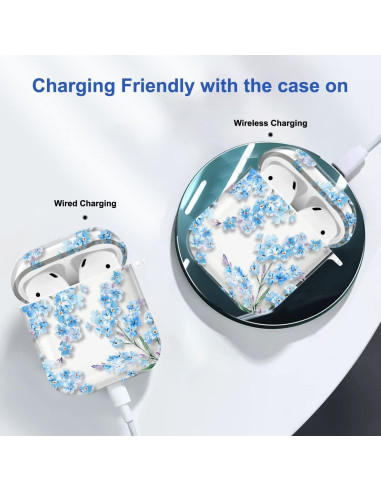 Estuche transparente Maxjoy para AirPods 1 y 2 gen - Flor