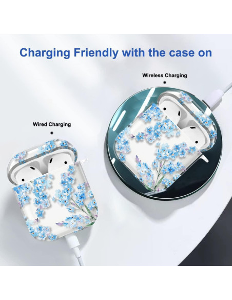 Estuche transparente Maxjoy para AirPods 1 y 2 gen - Flor
