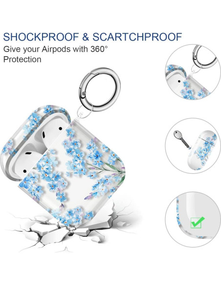 Estuche transparente Maxjoy para AirPods 1 y 2 gen - Flor
