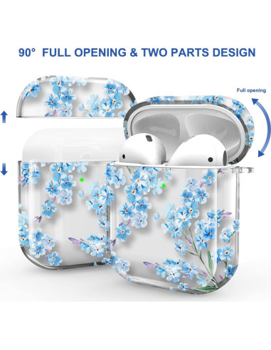 Estuche transparente Maxjoy para AirPods 1 y 2 gen - Flor