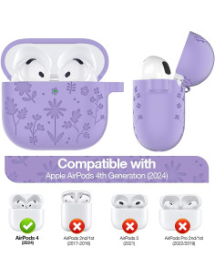 Funda Silicona AirPods 4 LDSXAY Morado con Kit de Limpieza 2