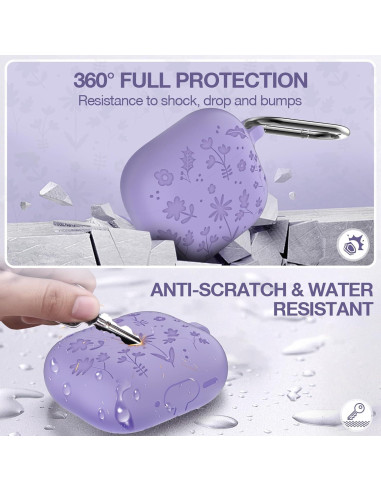 Funda Silicona AirPods 4 LDSXAY Morado con Kit de Limpieza