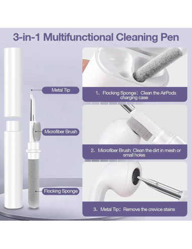 Funda Silicona AirPods 4 LDSXAY Morado con Kit de Limpieza