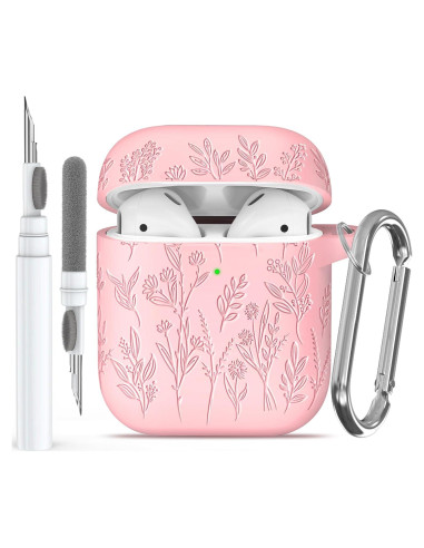 Funda de Silicona Rosa para AirPods 2/1 Gen con Flores